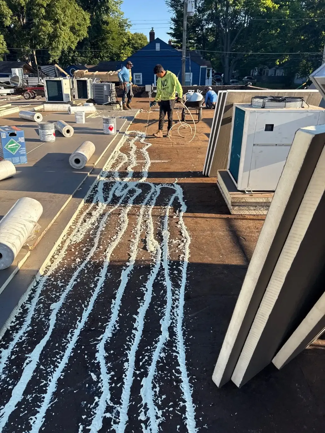 Tarping and dry-in on a Connersville commercial roof
